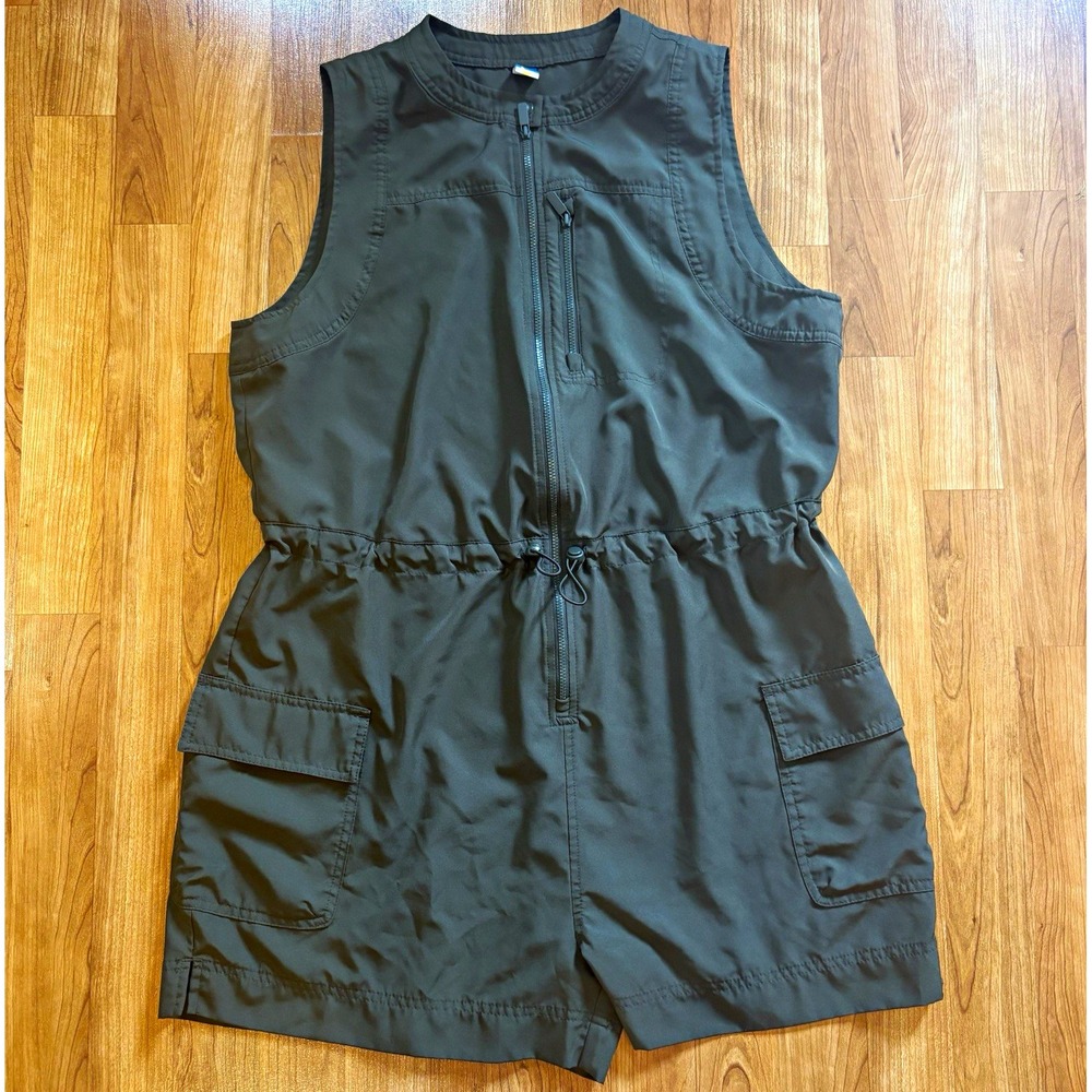 Old Navy StretchTech Quick Dry Stretch Sleeveless Zip Front Green Romper L